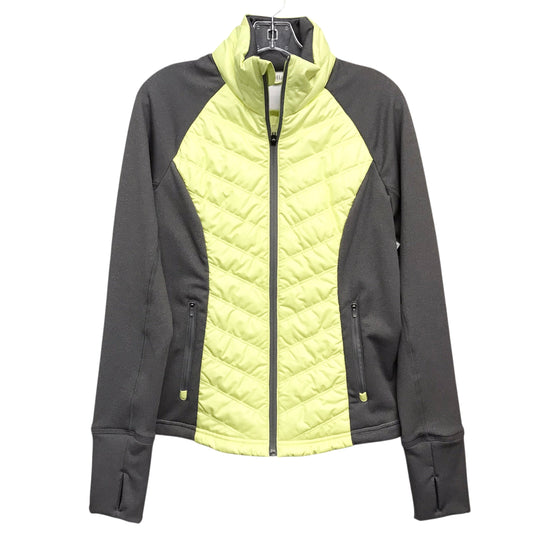Athletic Jacket By Zella In Grey and Lime Green Print, Size:M