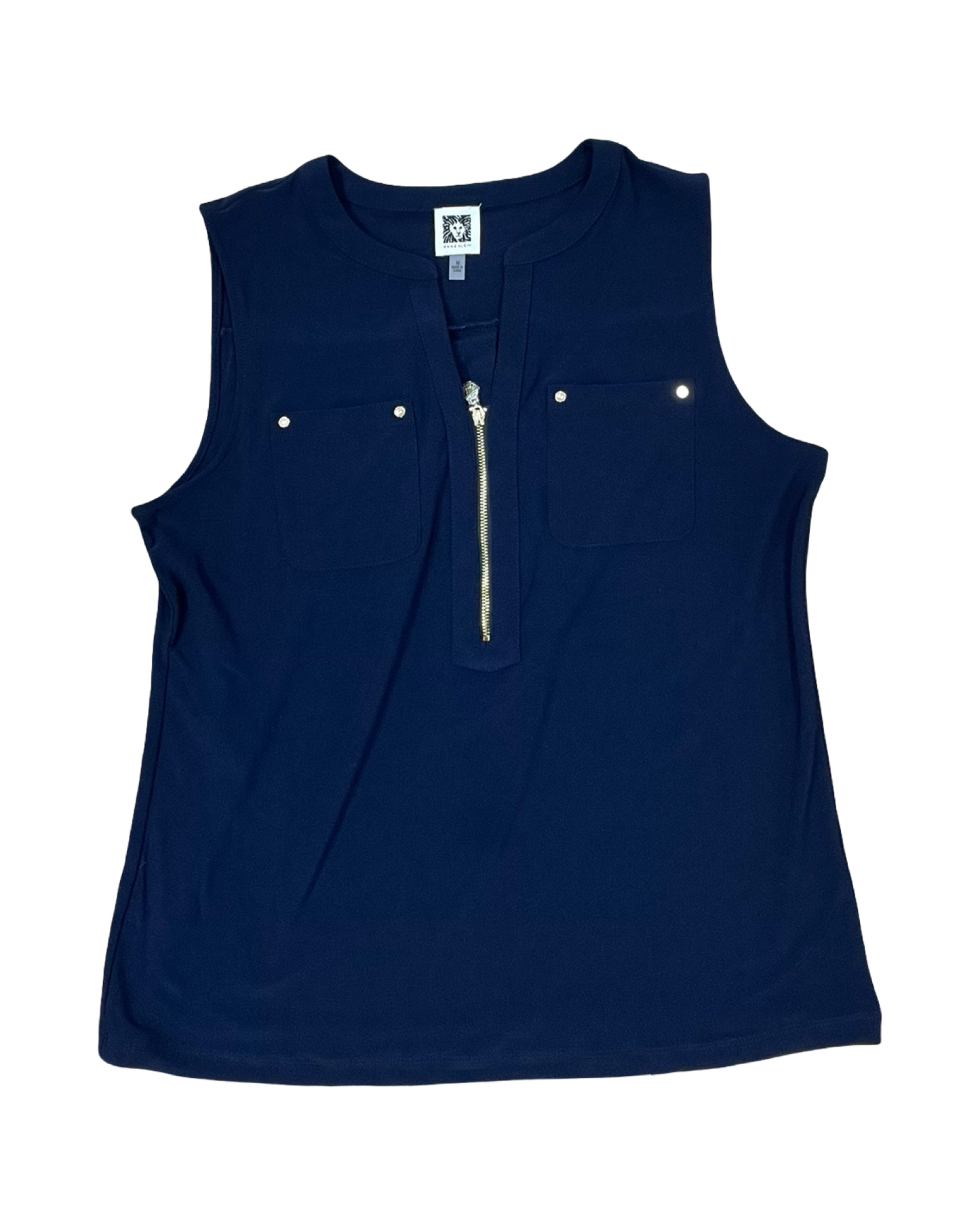 Top Sleeveless By Anne Klein In Blue, Size:M
