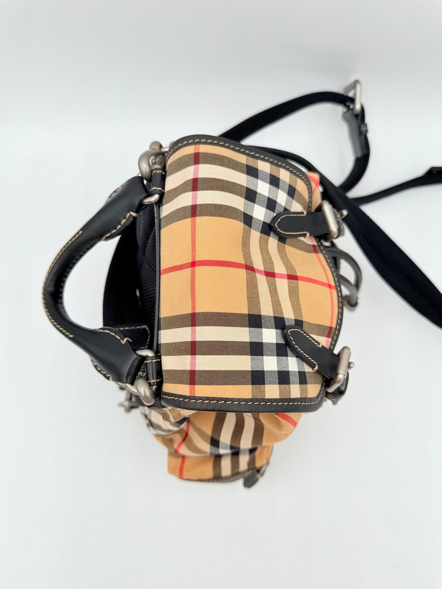 Backpack Luxury Designer By Burberry In Plaid Pattern, Size:Small