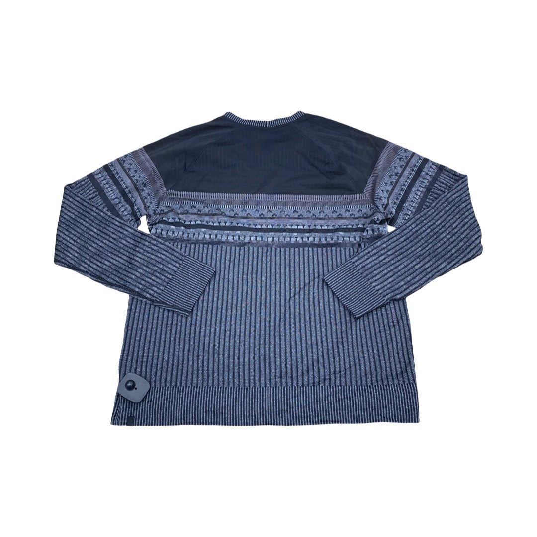 Athletic Top Ls Collar By Lululemon In Black & Grey, Size:M