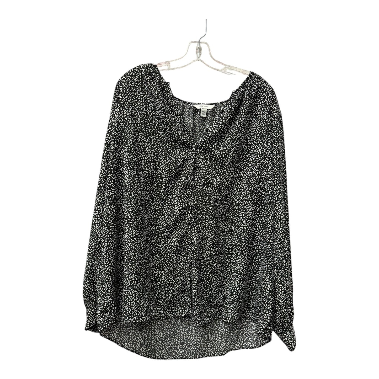 Blouse Ls By Nine West In Black & White, Size:1X