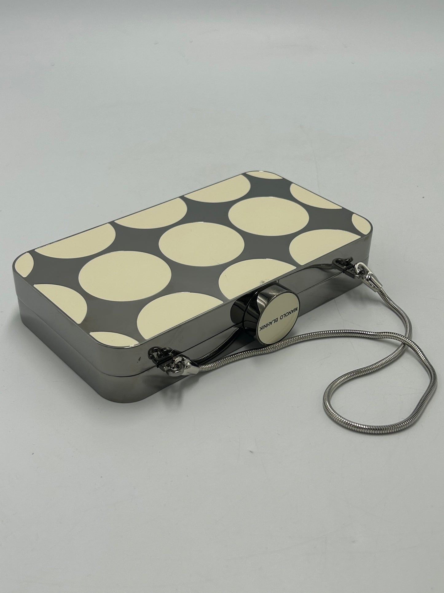 Manolo Blahnik Mina Gunmetal Luxury Designer Clutch Handbag