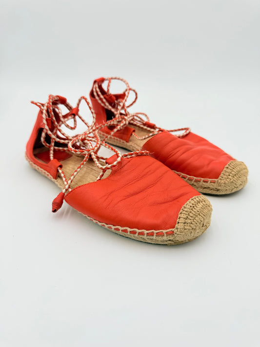 Sandals Designer By Tory Burch In Orange & White, Size:8