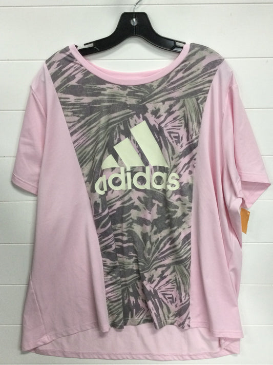 Athletic Top Ss By Adidas In Pink, Size:3X