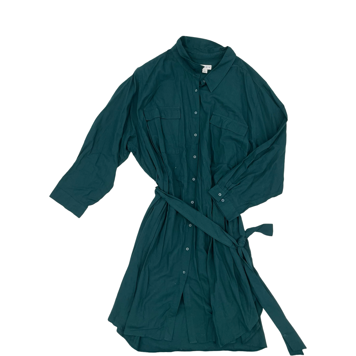 Dress Casual Midi By Ava & Viv In Green, Size:4X