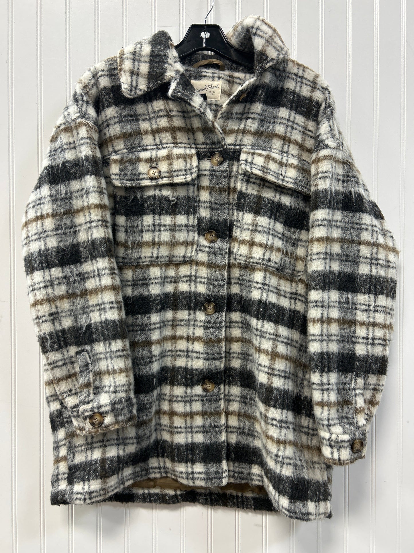Jacket Fleece By Universal Thread In Plaid Pattern, Size:M