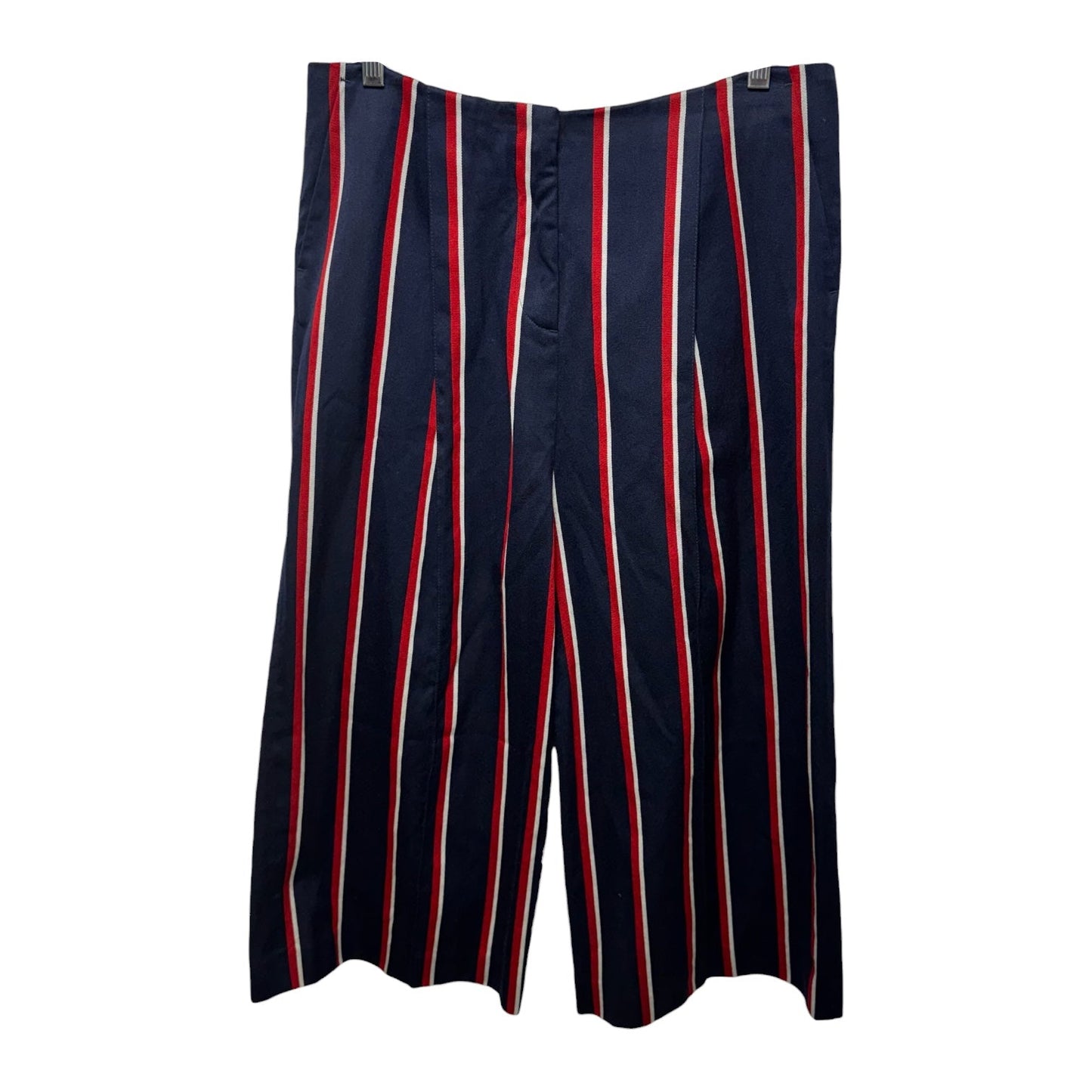 Wool Blend Cropped Wide Leg Trousers Luxury Designer By Mulberry In Striped Pattern, Size: 6