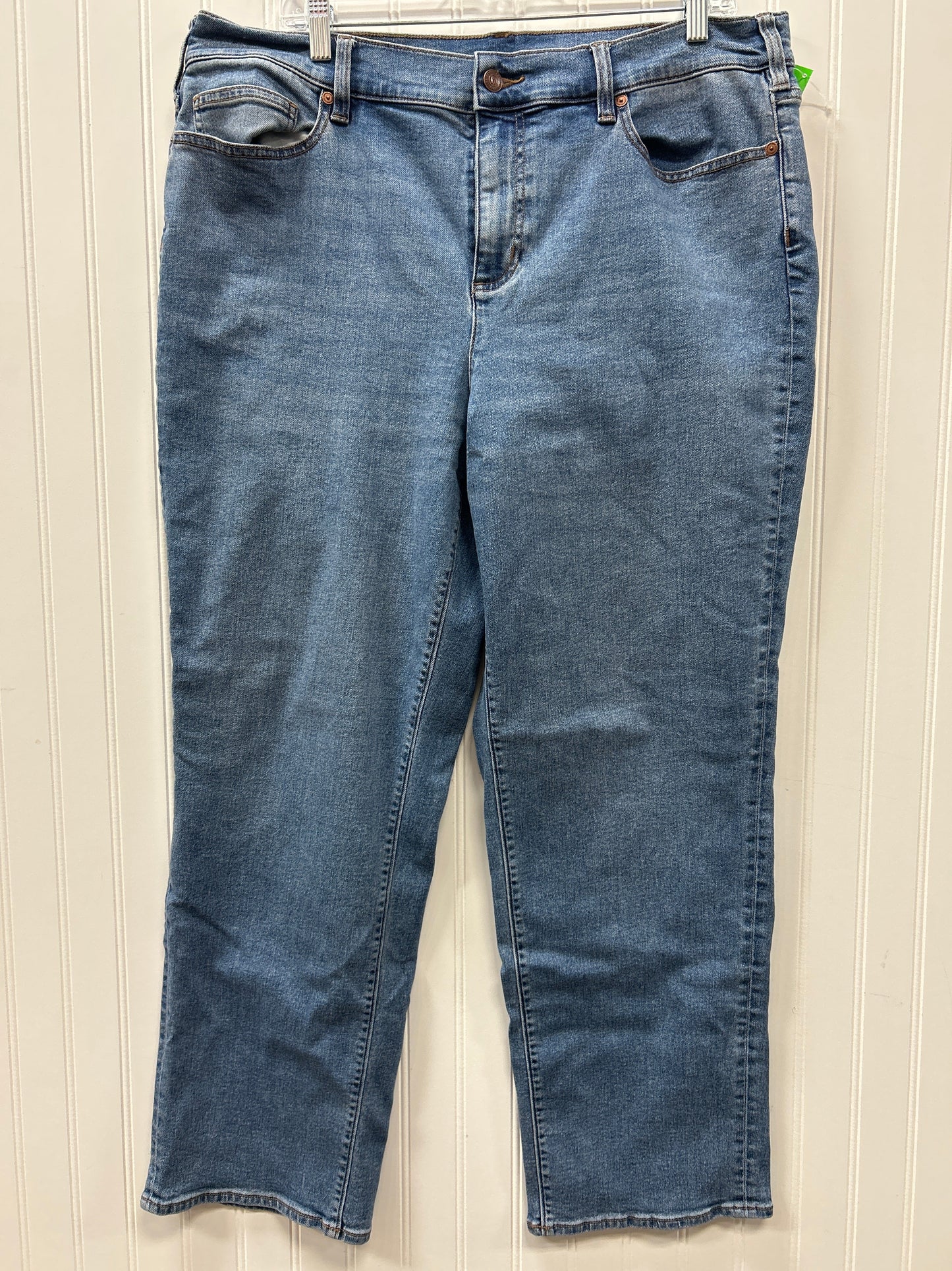 Jeans Straight By Lands End In Blue Denim, Size:18
