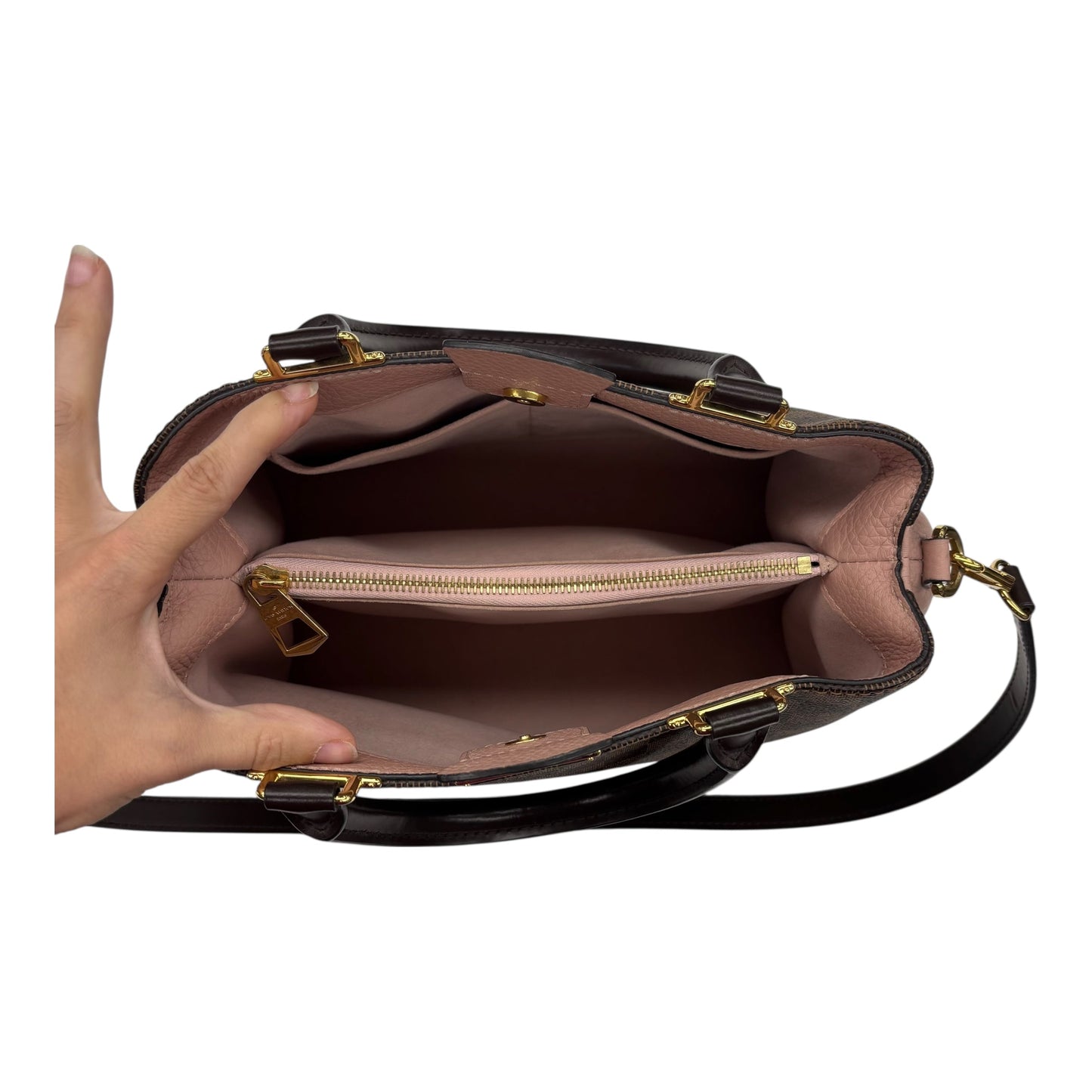 Handbag Luxury Designer By Louis Vuitton In Pink & Tan, Size:Small