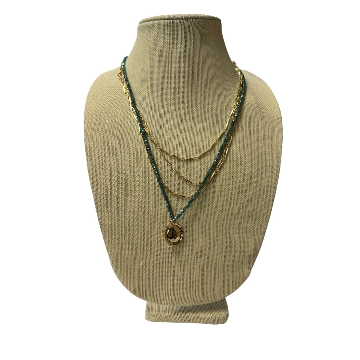 Necklace Layered  In Green