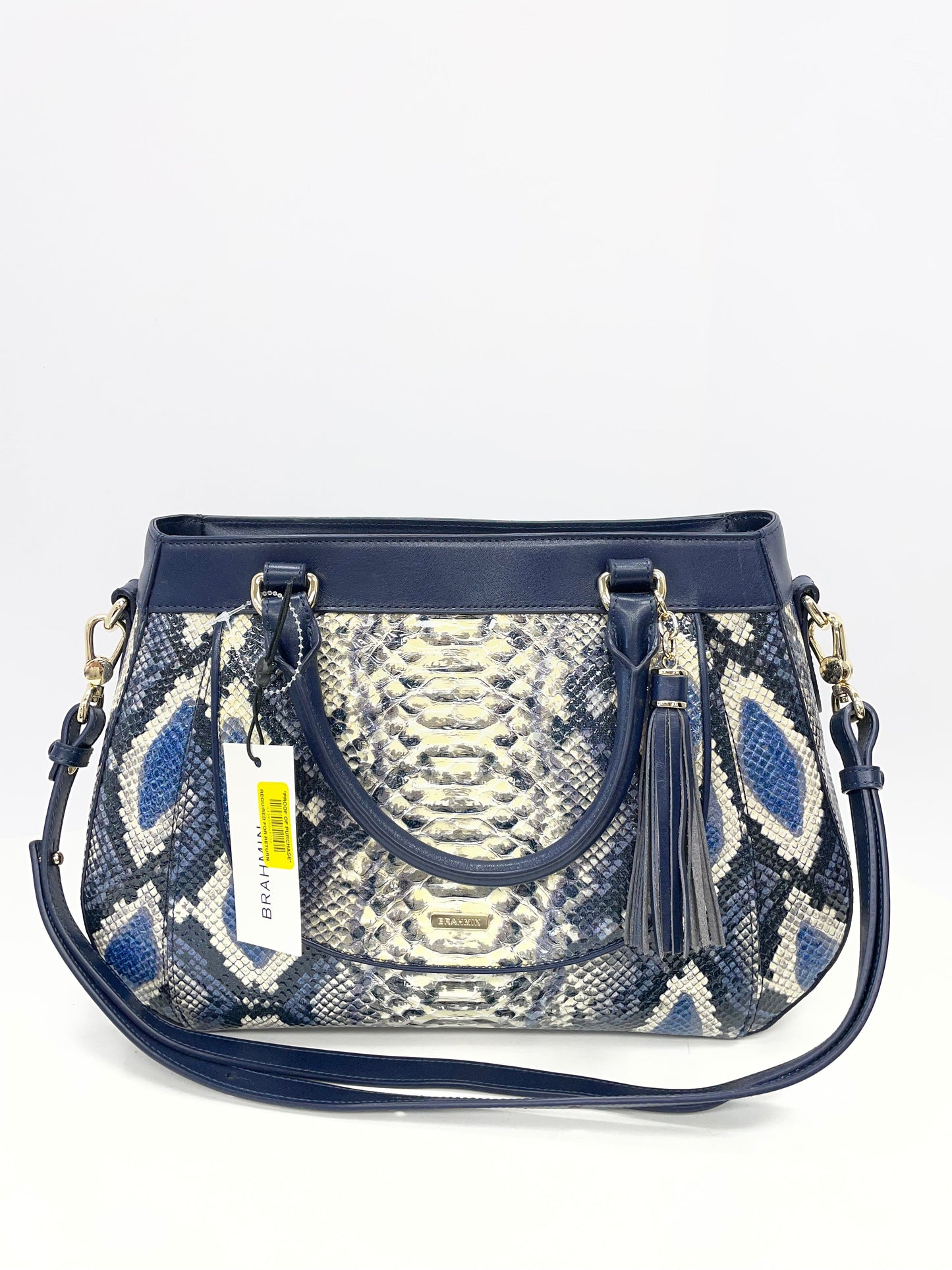 Handbag Designer By Brahmin In Snakeskin Print, Size:Medium