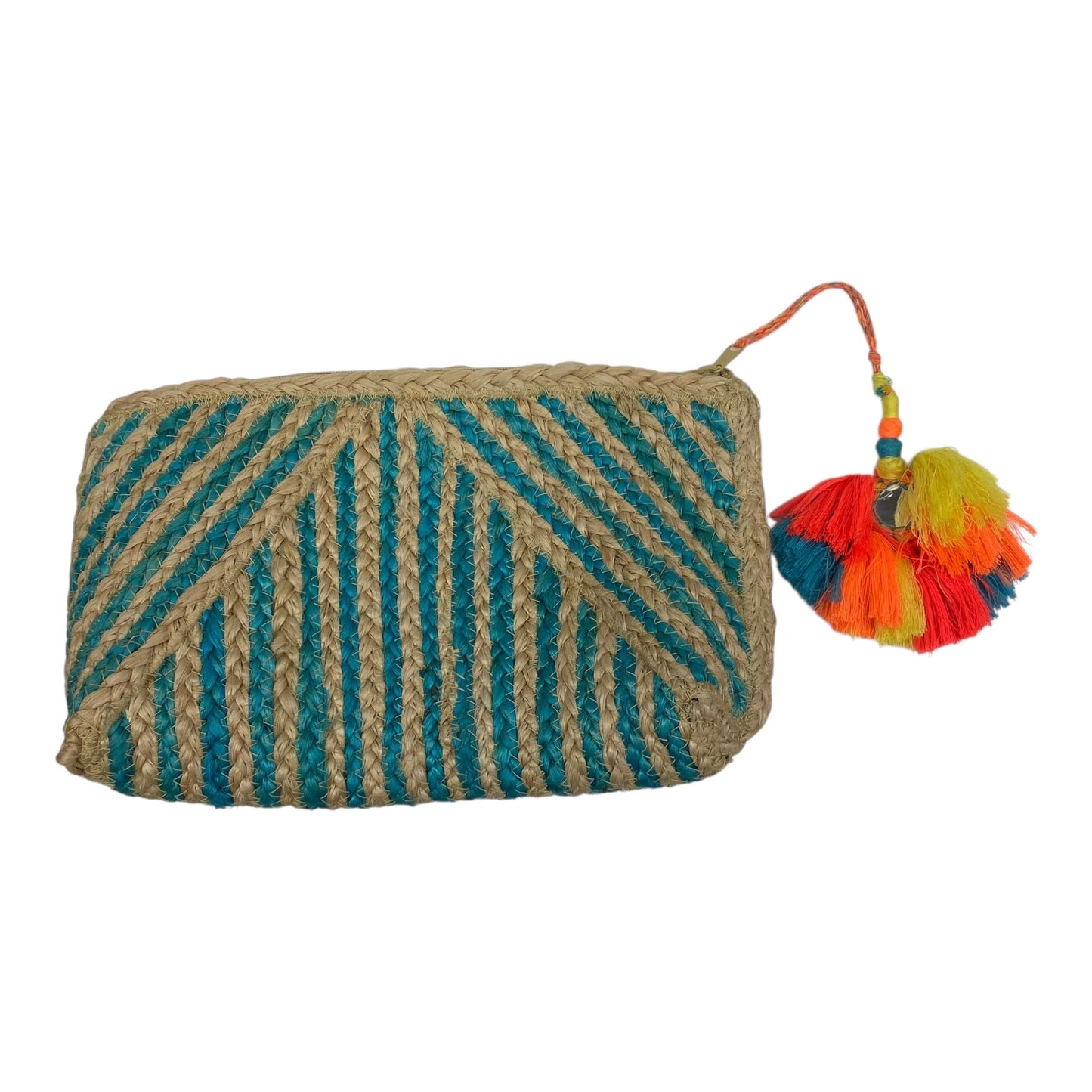 Clutch By Clothes Mentor In Blue & Cream, Size:Large