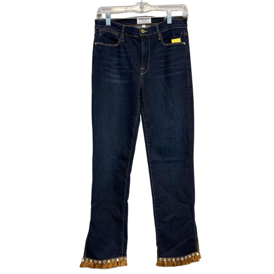 Jeans Cropped By Frame In Blue Denim, Size:4