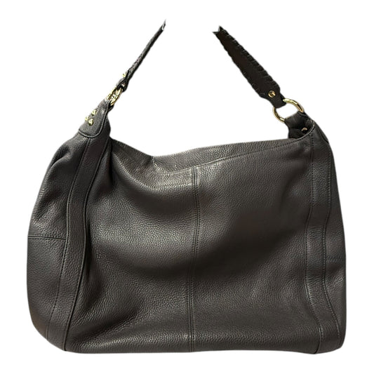 Leather Handbag  In Grey, Size:Large