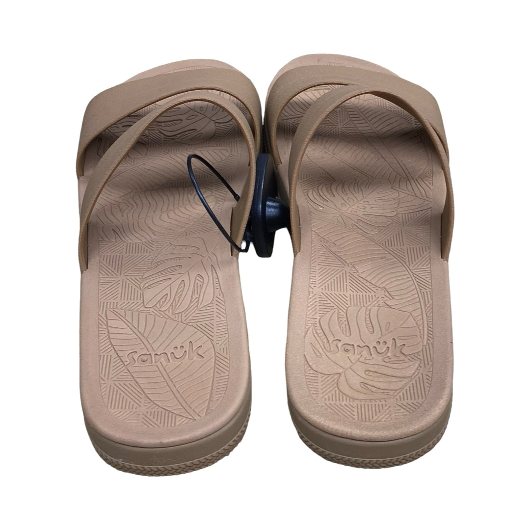 Sandals Flats By Sanuk In Beige, Size:8