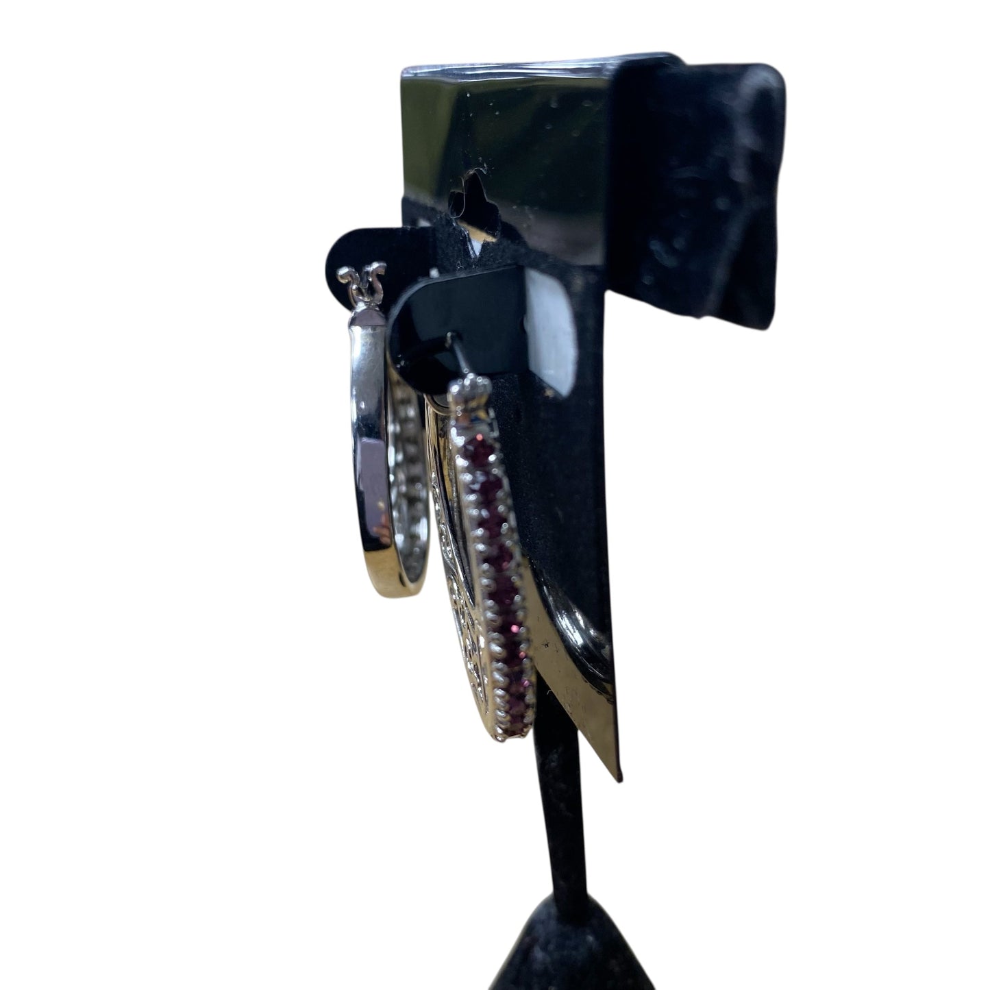 Earrings Designer By Swarovski In Purple & Silver