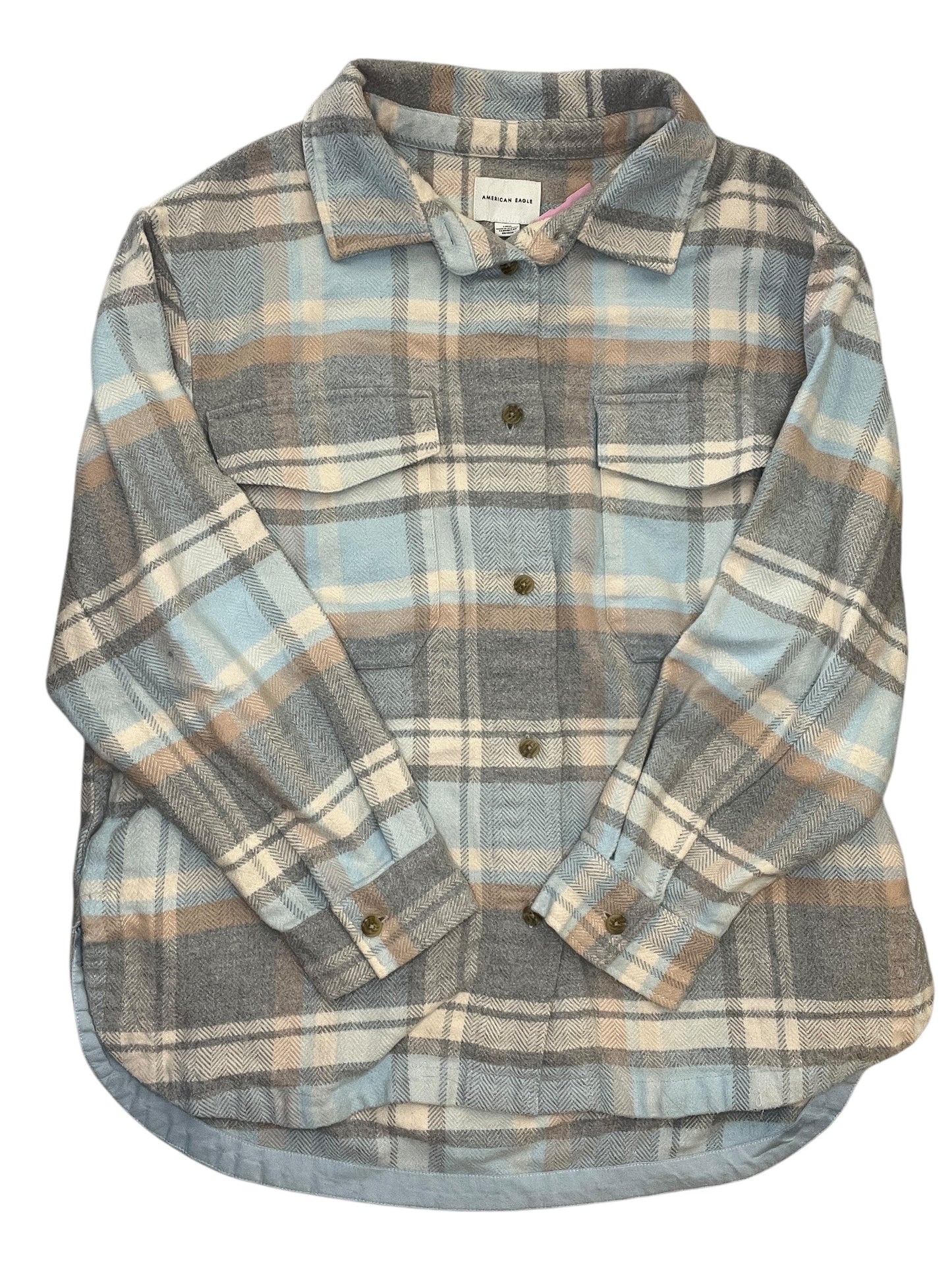 Jacket Shirt By American Eagle In Plaid Pattern, Size:L