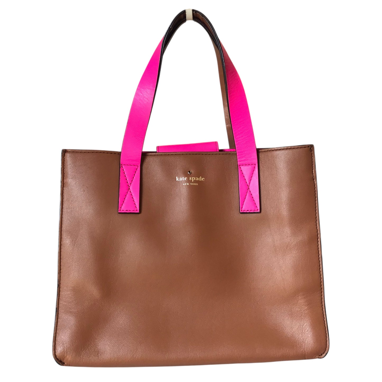 Handbag Designer By Kate Spade In Brown & Pink, Size:Medium