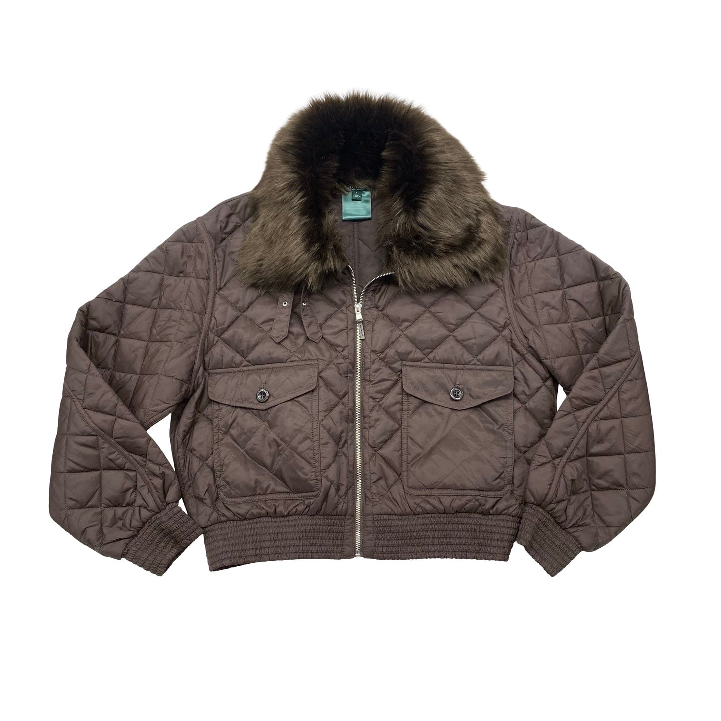 Jacket Puffer & Quilted By Lauren By Ralph Lauren In Brown, Size:L