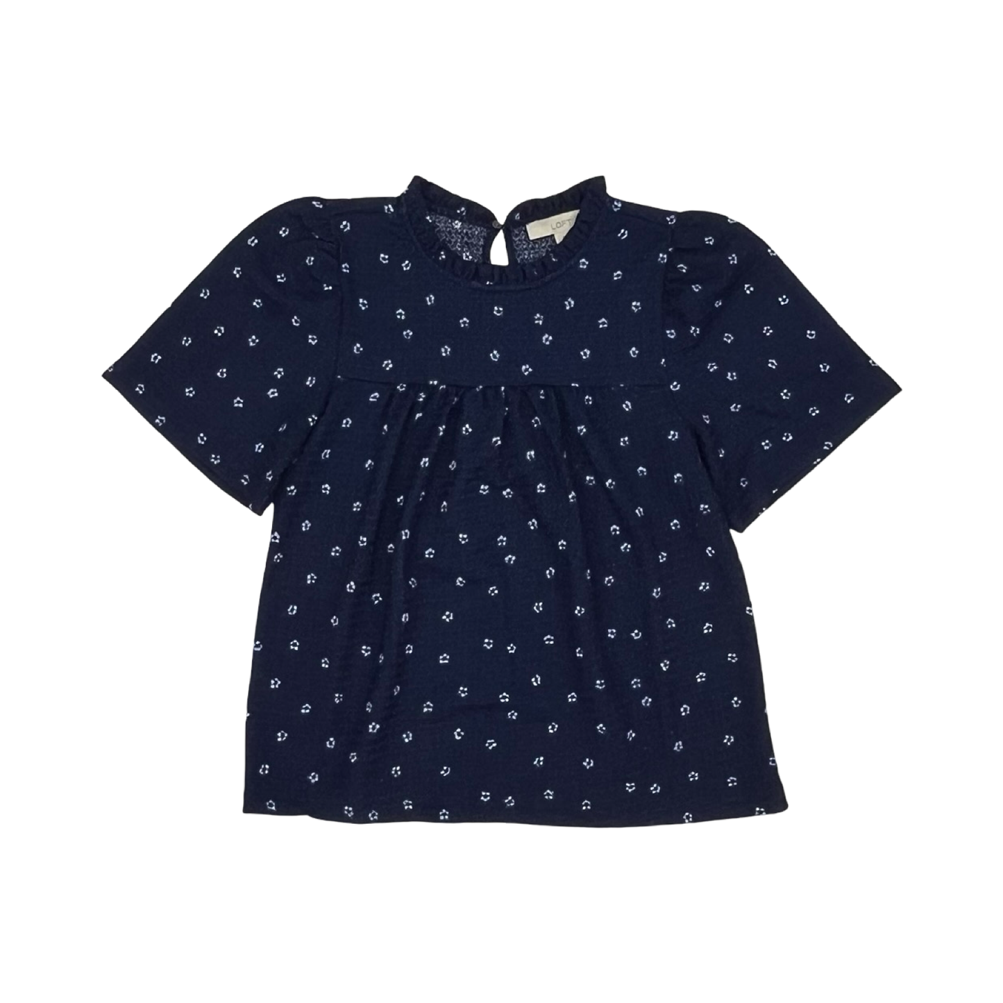 Blouse Ss By Loft In Blue & White, Size:S