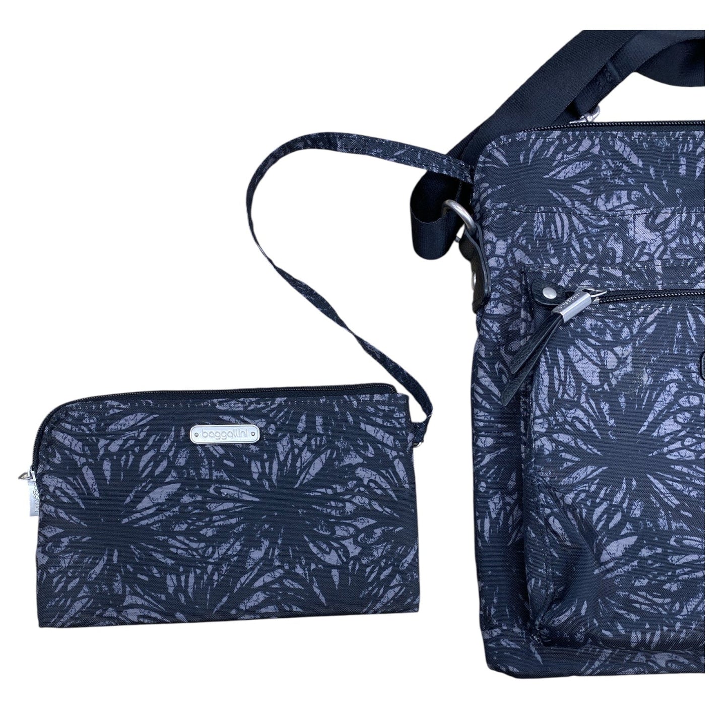 Handbag By Baggallini In Black & Grey, Size:Small