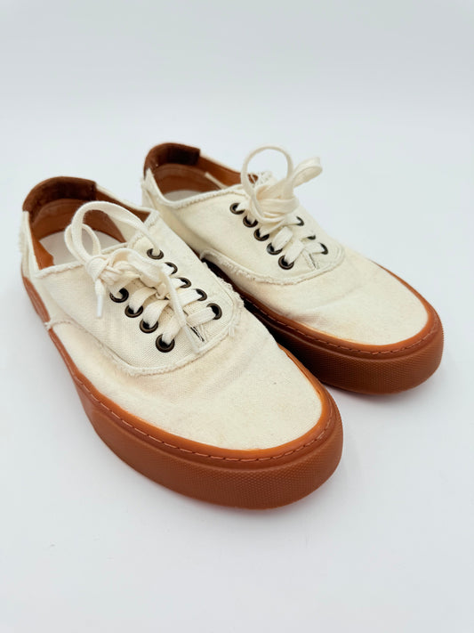 Shoes Luxury Designer By Yves Saint Laurent In Cream, Size:8.5