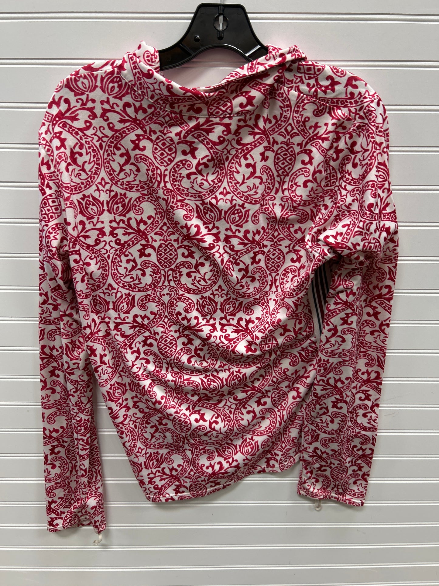 Athletic Top Ls Collar By Athleta In Red & White, Size:L