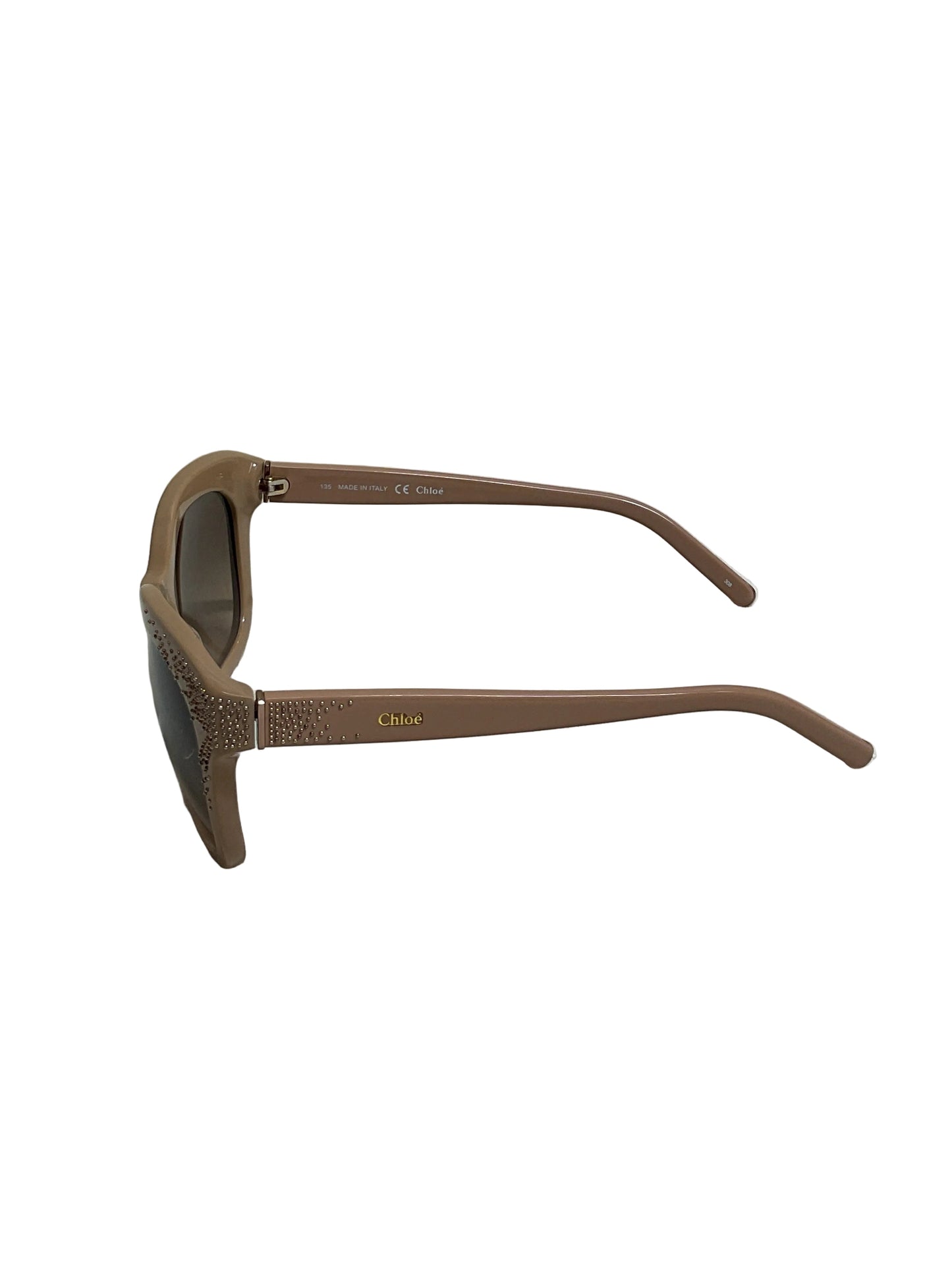 Sunglasses Luxury Designer By Chloe In Tan, Size: