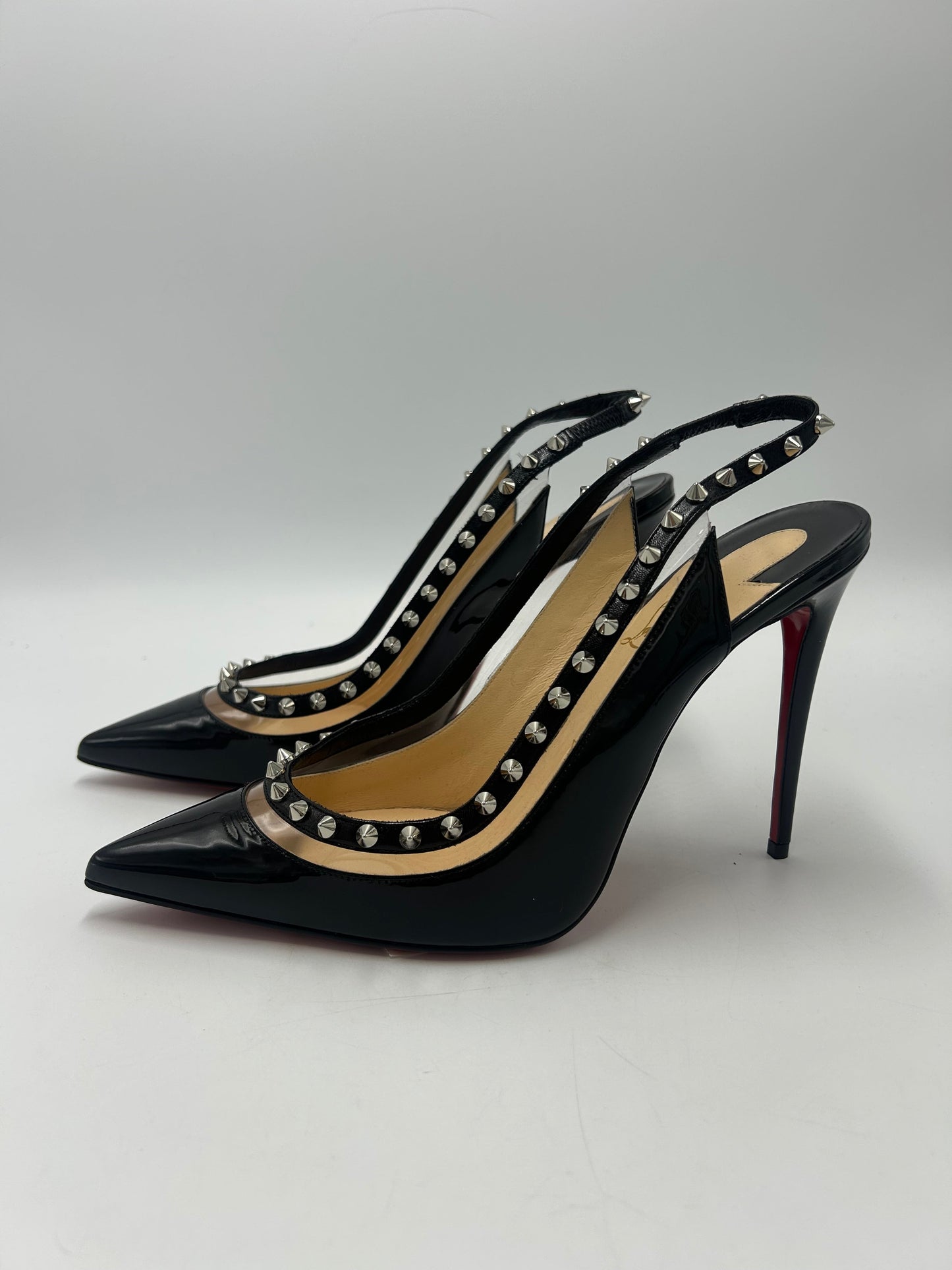 Christian Louboutin Brigadine Spike Luxury Slingback Designer Shoes, Size: 10.5 (40.5)