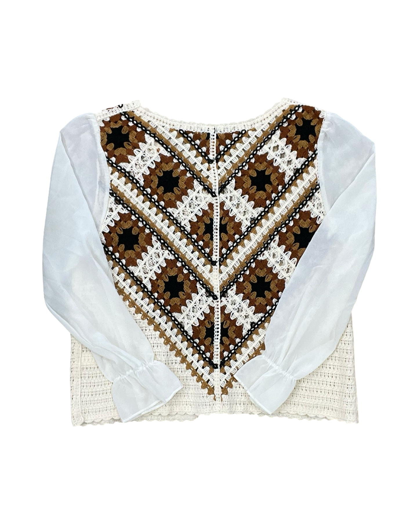 Top Ls By Clothes Mentor In Cream & Orange, Size:M