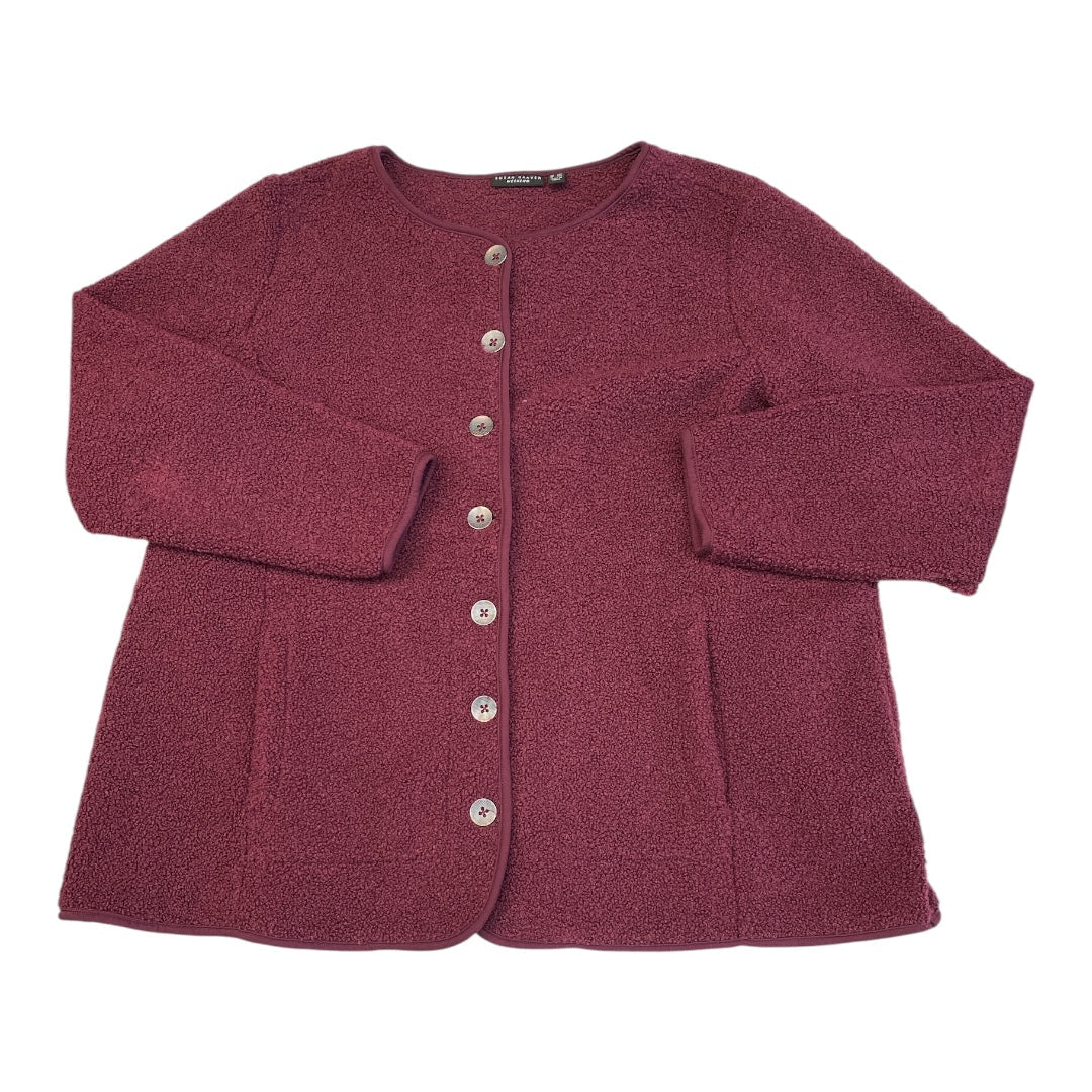 Jacket Faux Fur & Sherpa By Susan Graver In Maroon, Size:2X