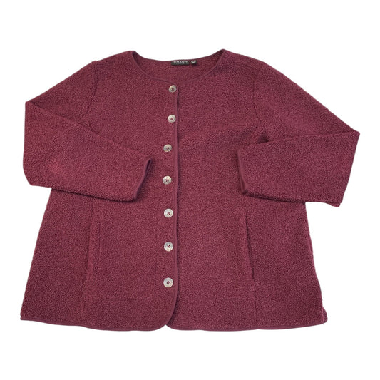 Jacket Faux Fur & Sherpa By Susan Graver In Maroon, Size:2X