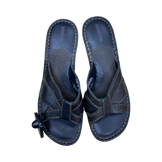 Sandals Heels Wedge By Merona In Black, Size:8.5