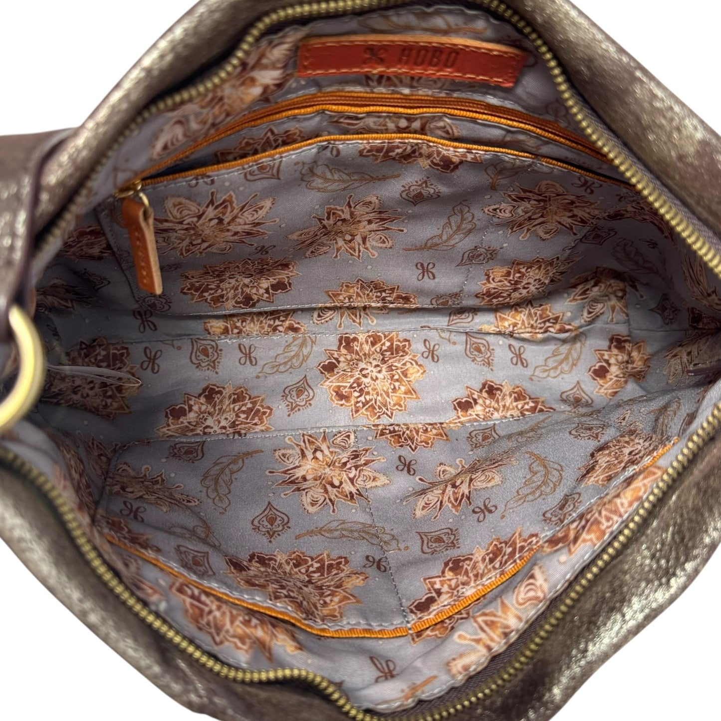 Prairie Metallic Crossbody Handbag Leather By Hobo Intl, Size: Medium