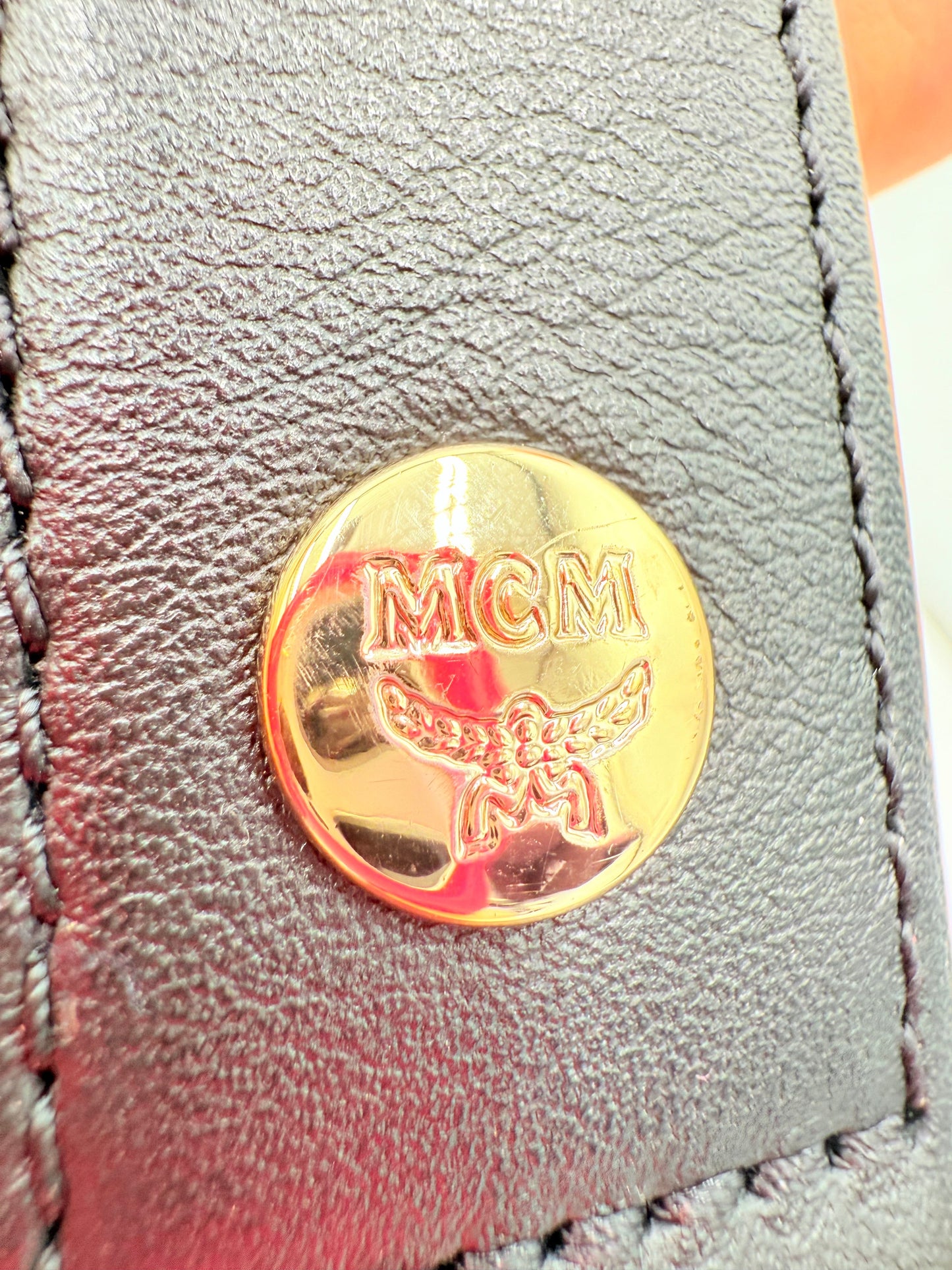 Handbag Luxury Designer By Mcm In Black, Size:Medium