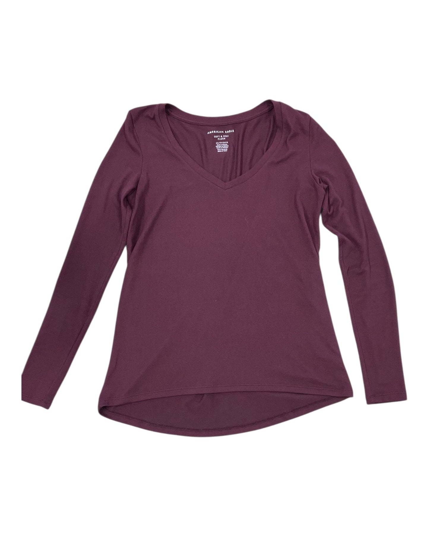Top Ls Basic By American Eagle In Maroon, Size:Xs