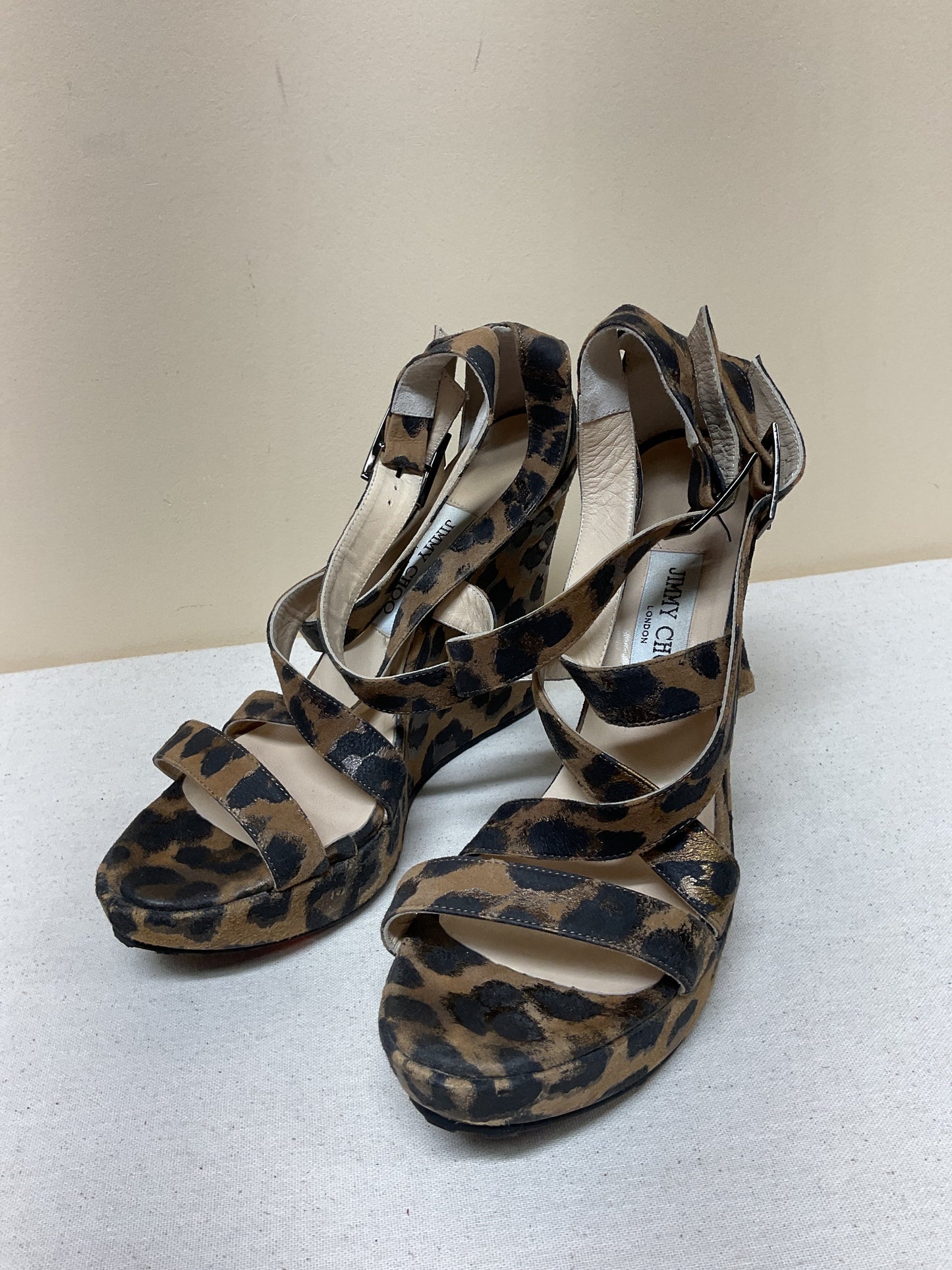 Sandals Luxury Designer By Jimmy Choo In Animal Print, Size:11