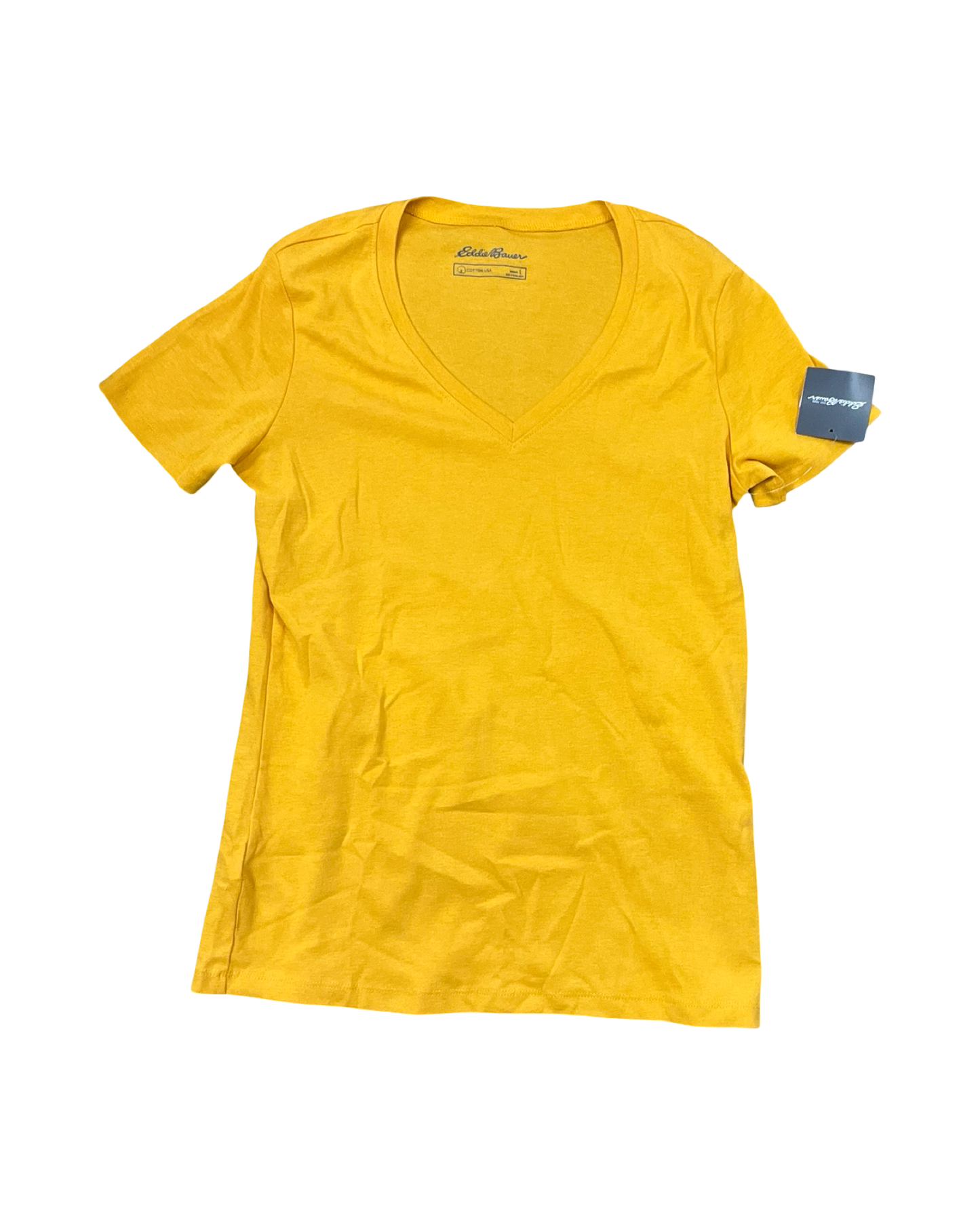 Top Ss Basic By Eddie Bauer In Yellow, Size:L