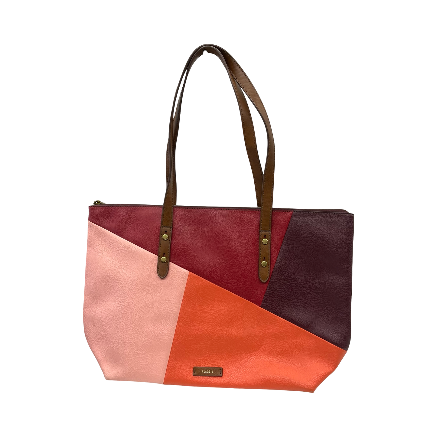 Handbag By Fossil In Pink & Red, Size:Large