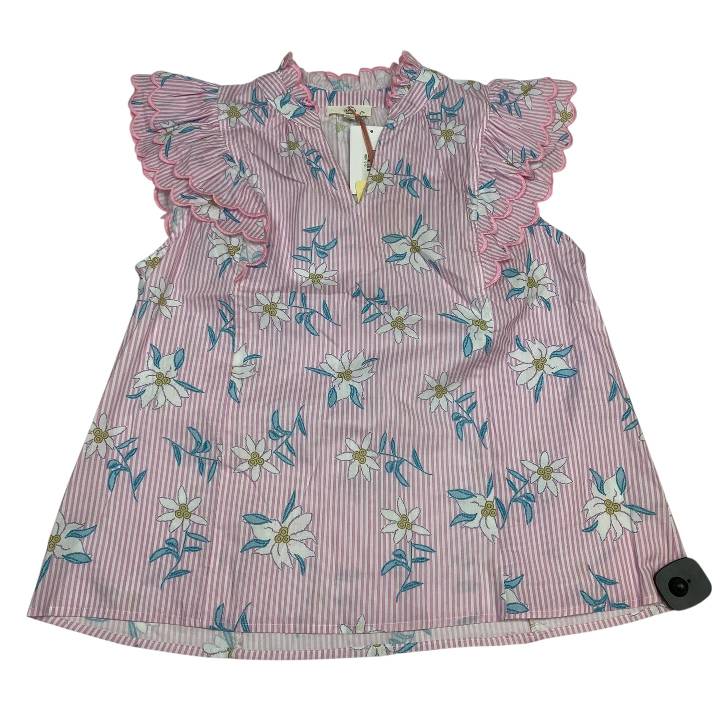 Top Sleeveless By Entro In Pink & White, Size:L