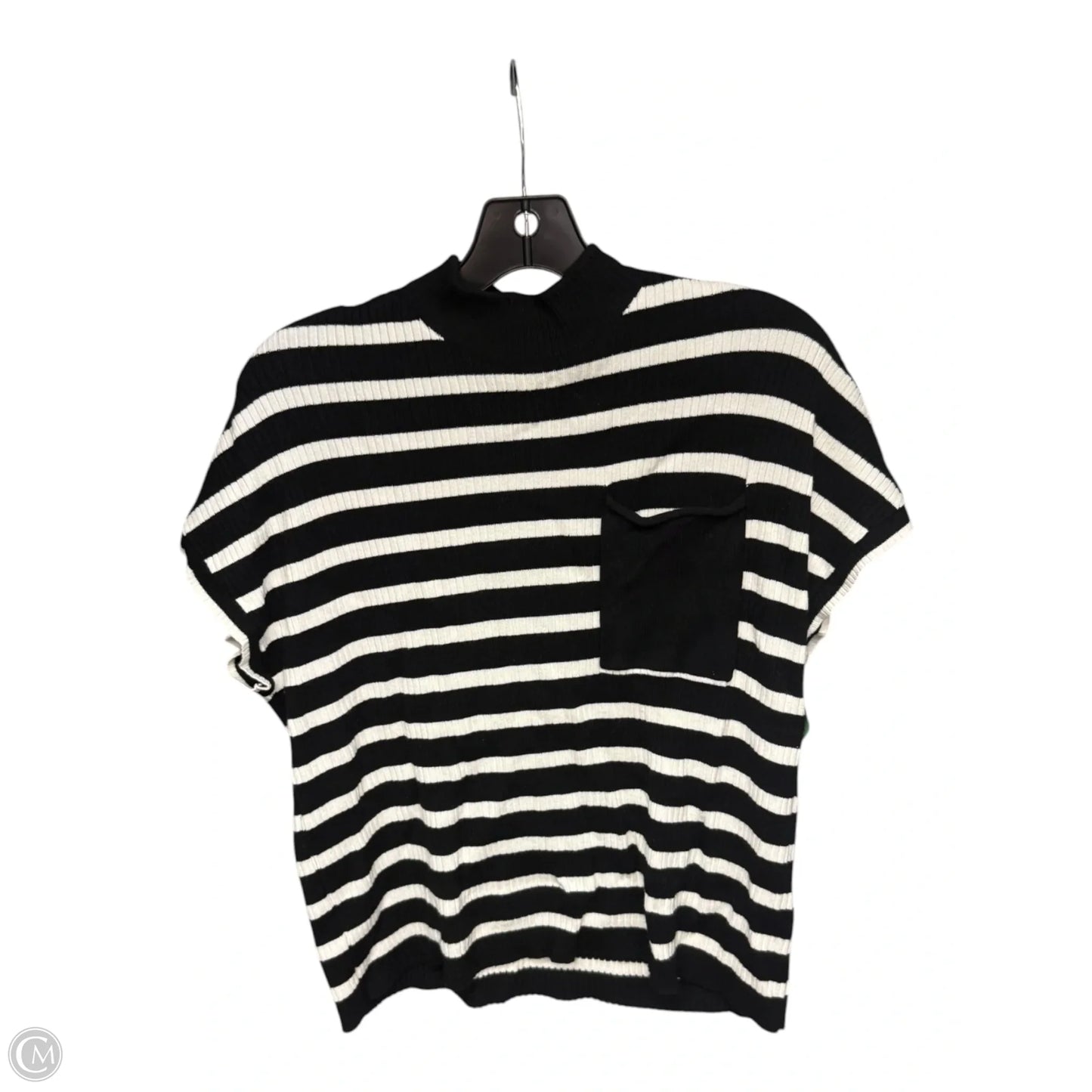 Top Short Sleeve By Nine West Apparel In Black & White, Size: L