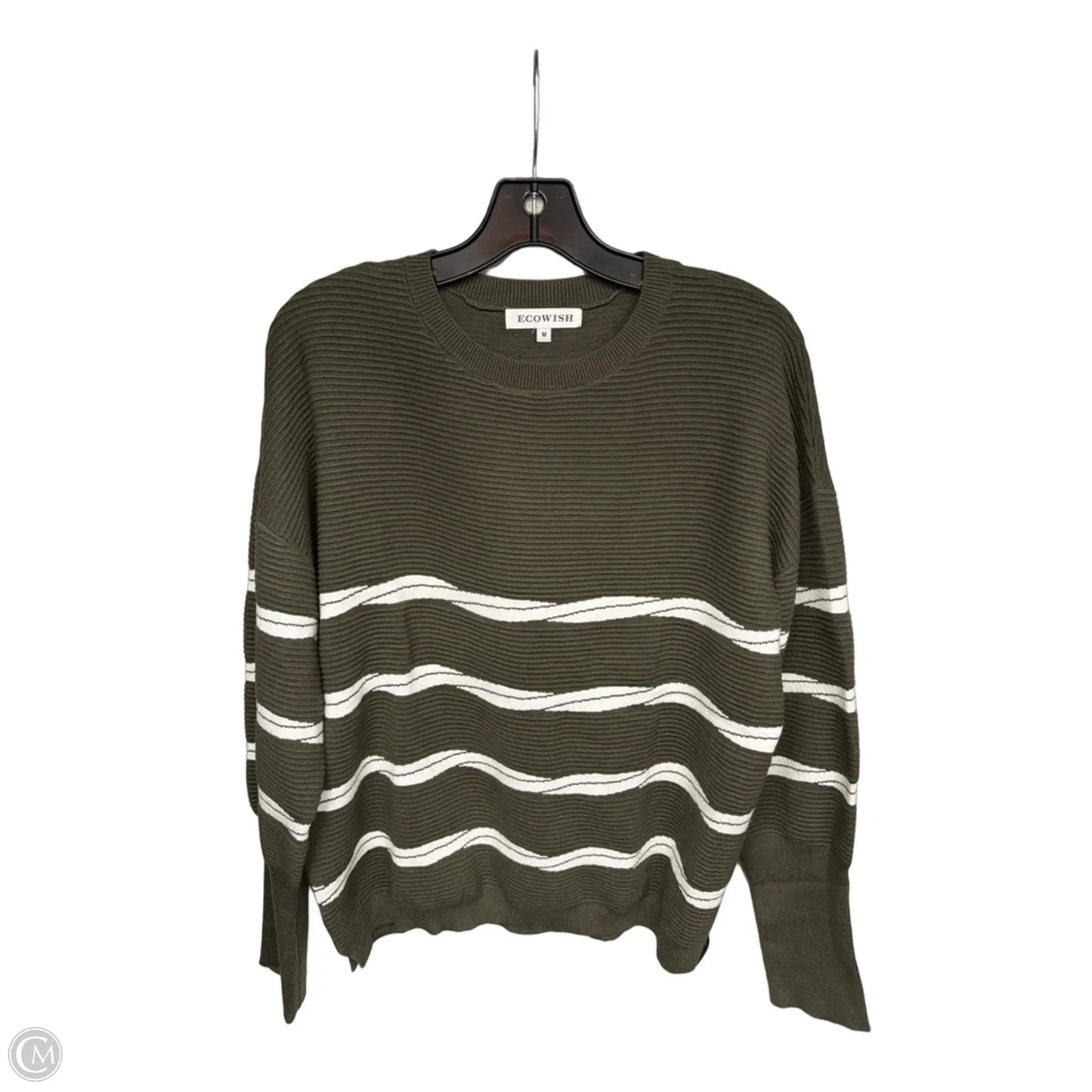 Sweater By Ecowish In Green & White, Size: M