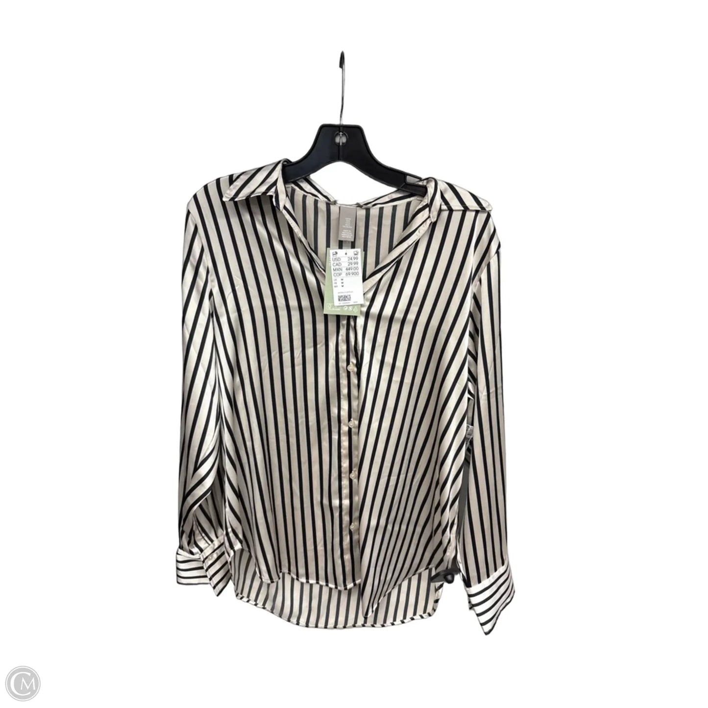 Top Long Sleeve By H&m In Striped Pattern, Size: M