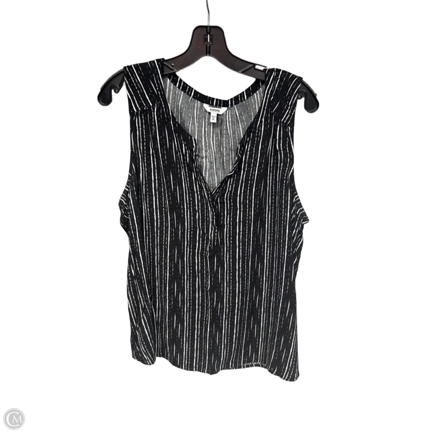 Top Sleeveless By Sonoma In Black & White, Size: Xl