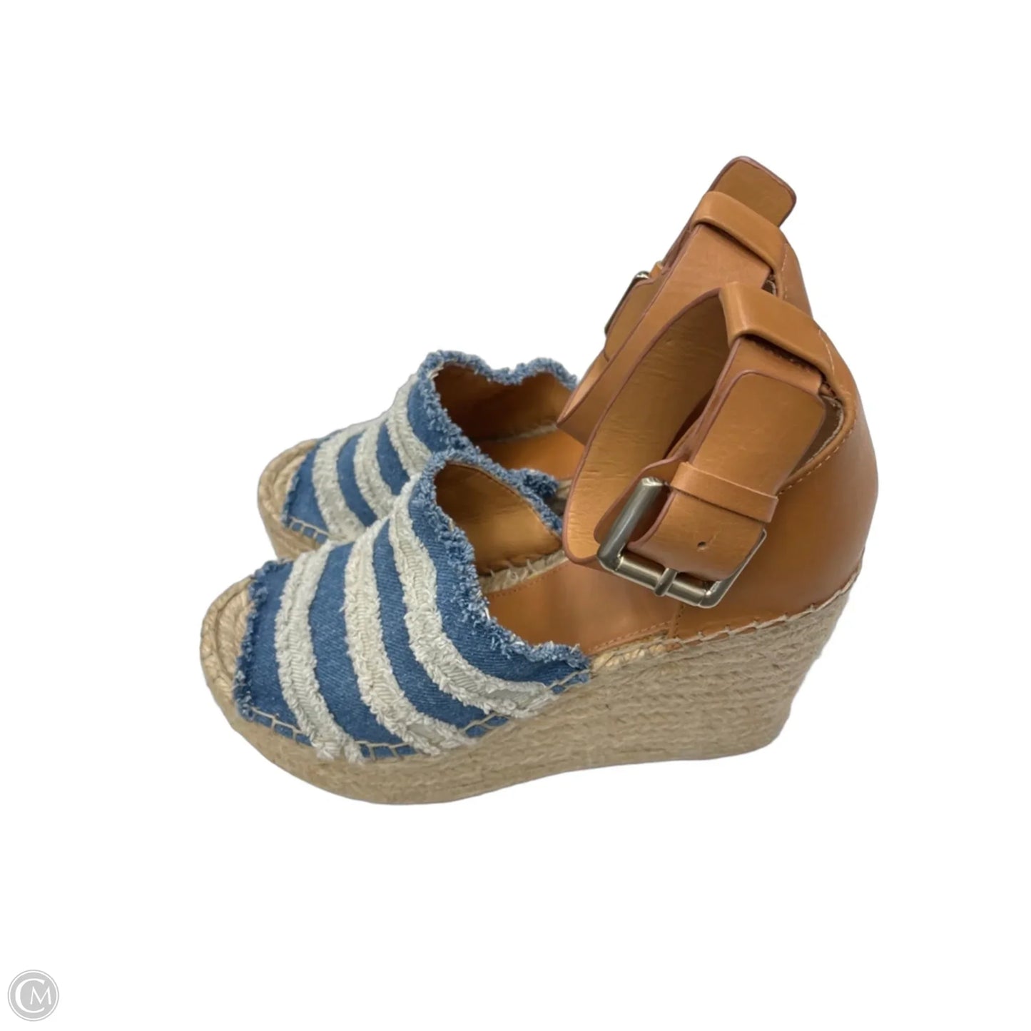 Sandals Heels Platform By Marc Fisher In Blue & White, Size: 6