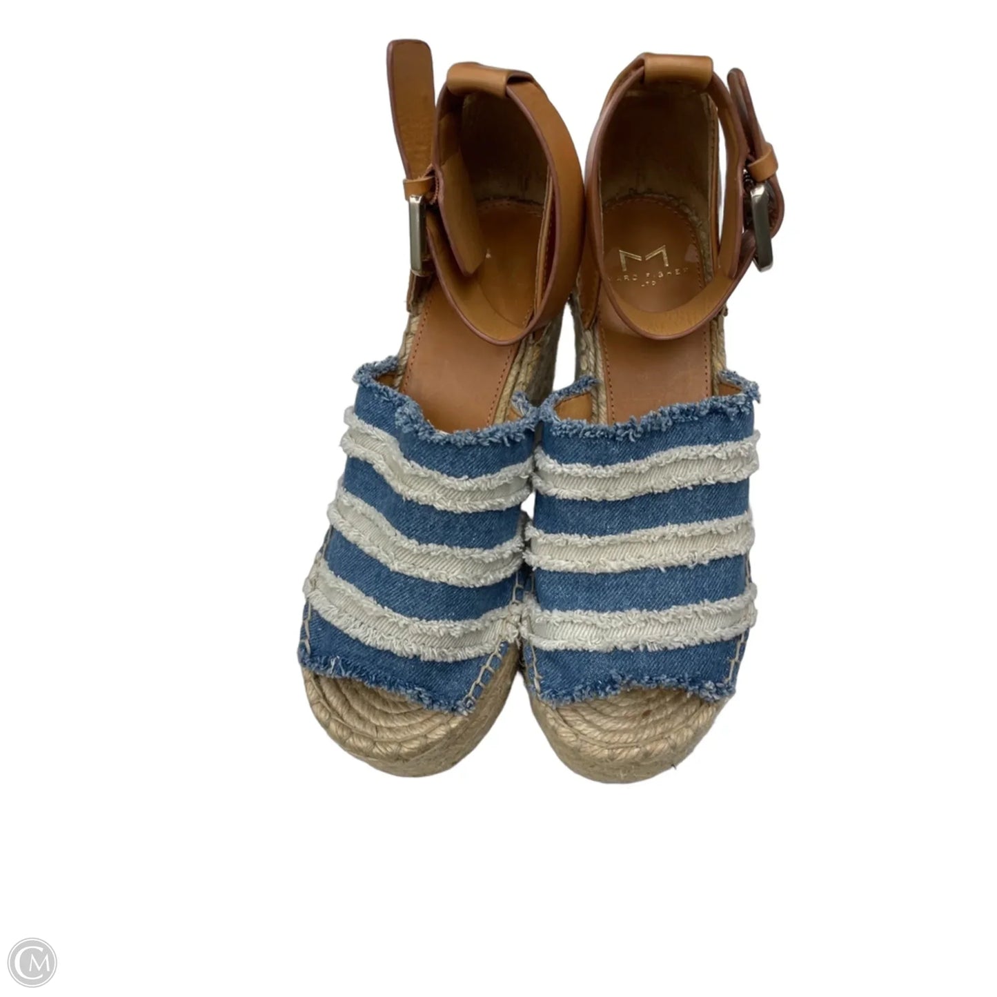 Sandals Heels Platform By Marc Fisher In Blue & White, Size: 6
