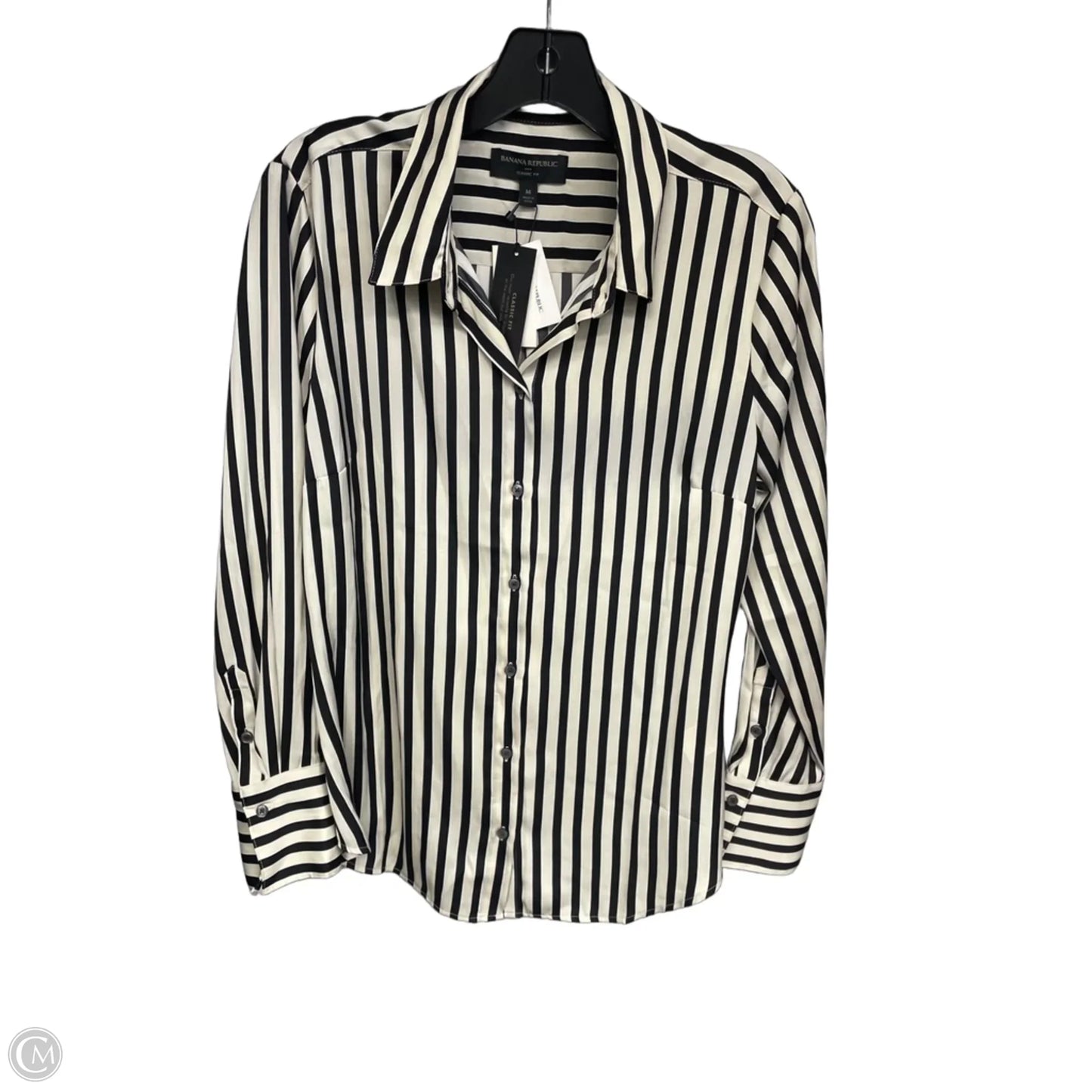 Top Long Sleeve By Banana Republic In Striped Pattern, Size: M