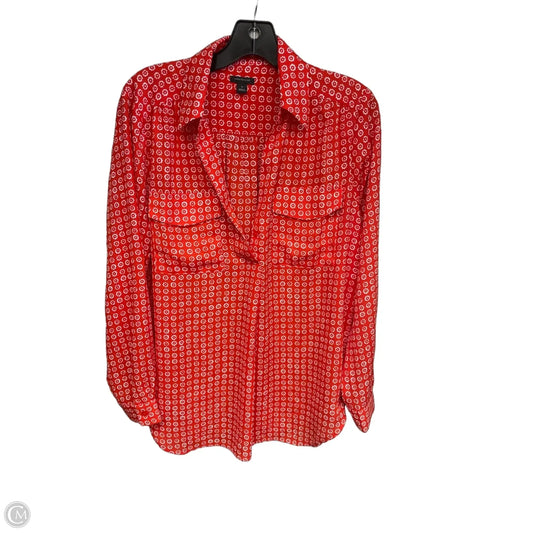 Top Long Sleeve By Ann Taylor In Red & White, Size: M