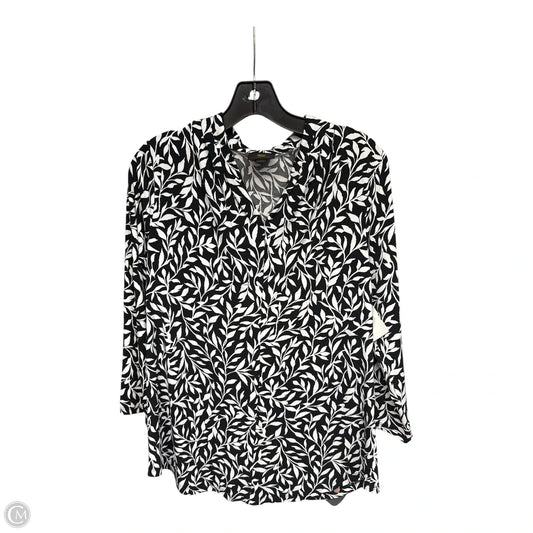 Top Long Sleeve By Jm Collections In Black & White, Size: S