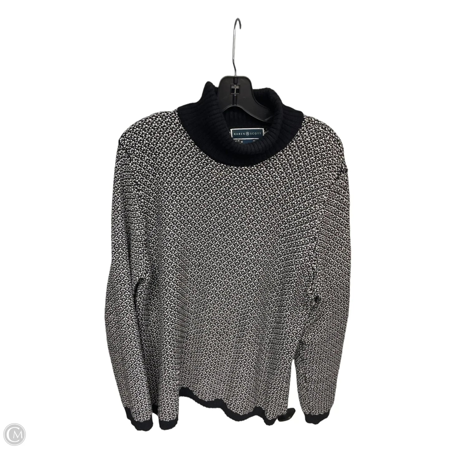 Sweater By Karen Scott In Black & White, Size: Xl